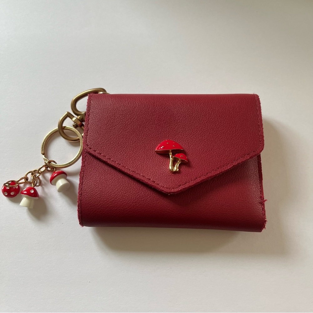 Mushroom wallet/key ring cute red card holder